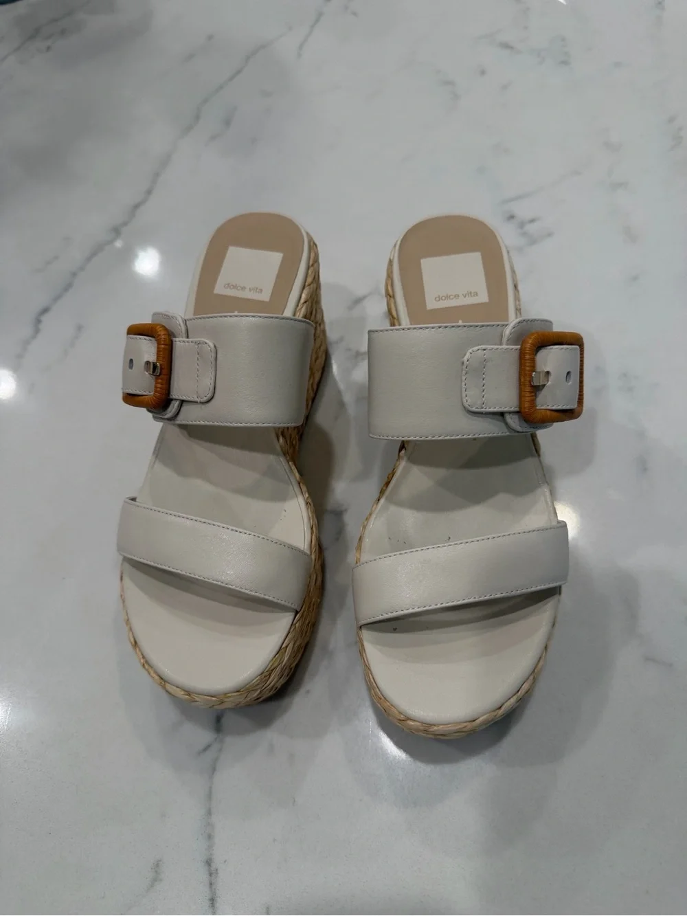 Dolce Vita White Platform Espadrille Wedge Sandals Size 8
